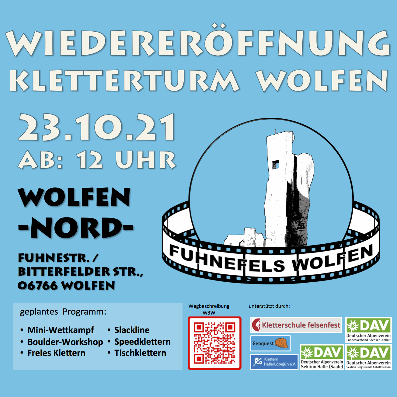 Halle/Löbejün: Wiedereröffnung Kletterturm Wolfen am 23.10.